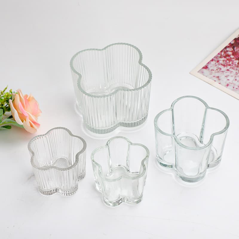 Simple Glass Candle Holder DIY Candle Cup Vertical Ribbed Empty Cup Home Fragrance Decorative Transparent Candle Cup