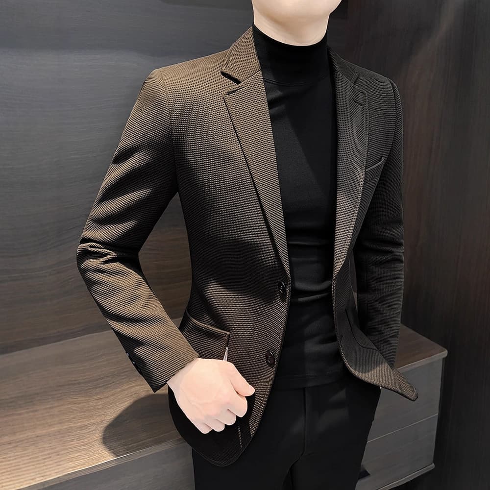 Waffle Men's Blazer Spring and Autumn 2026 New Early Spring Cool and Stylish Single-Breasted Slim-Fit Business Casual Suit