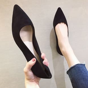 Pointed Toe Flat Shoes Women Shallow Mouth Slip On Summer New Korean Style Elegant Boat Shoes Versatile Black Flat Fairy Shoes