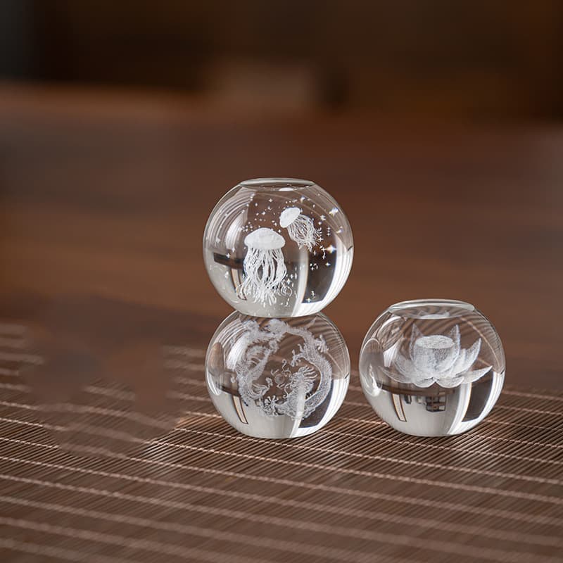 Crystal Glass Lid Rest, Gongfu Tea Set Accessory, Tea Pet Ornament Stand, Tea Table Small Decorative Item