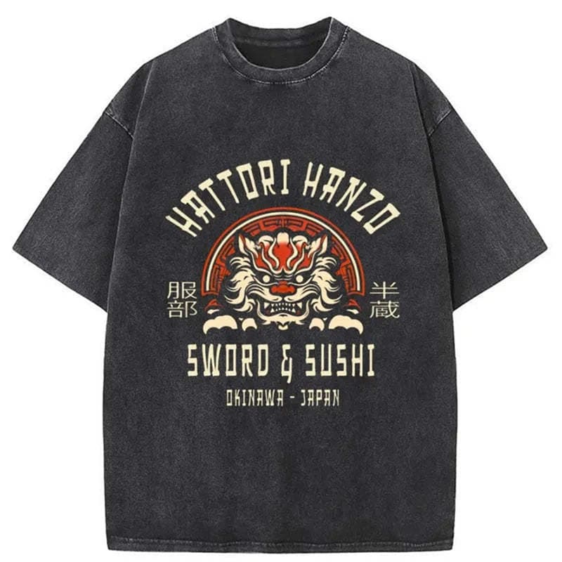 SOVOB Hattori Hanzo Sword Washed Men's Clothing T-shirts Homm