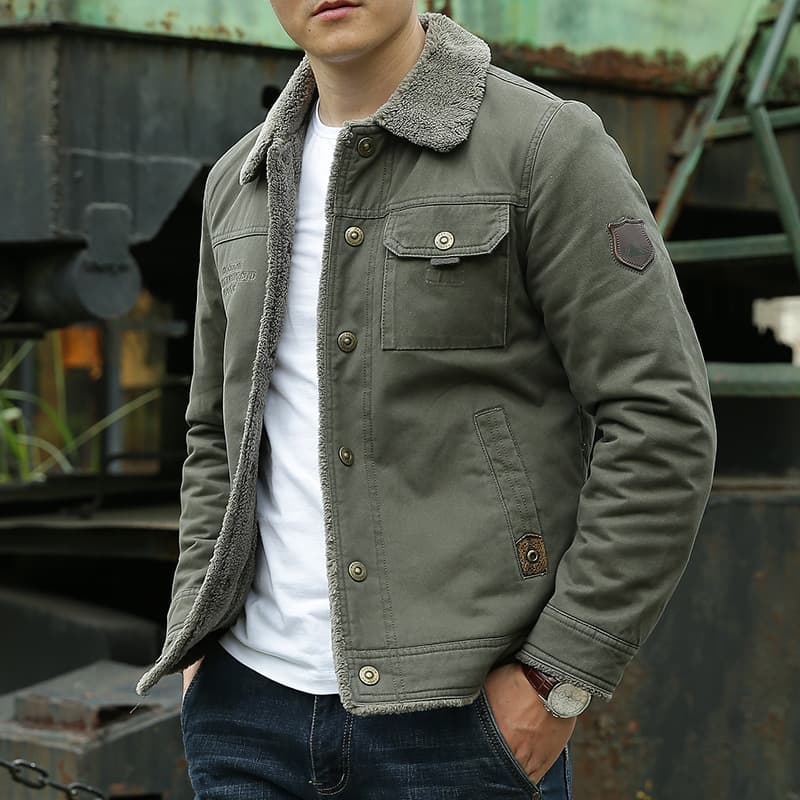 Cross-border Men's Cotton Jacket with Fleece Lining Thick Padded Coat European Size Loose Winter Wear Amazon Export Cotton Coat 3166