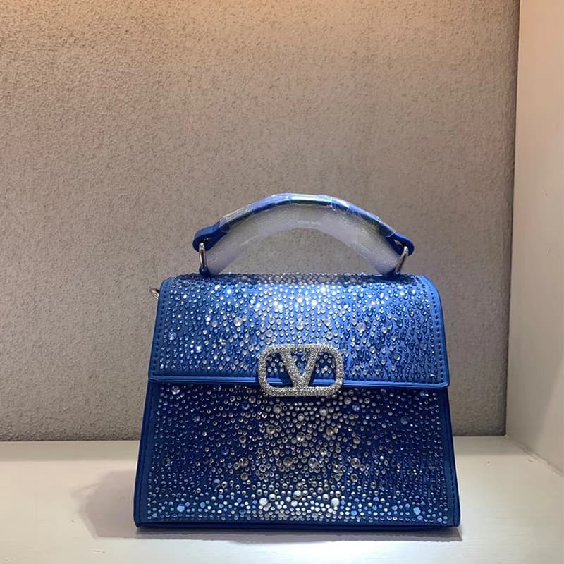 Crystal-Embellished Handbag 2023 Fall/Winter New Style European-American Fashion High-End Trendy High-Quality Handheld Shoulder Crossbody Bag