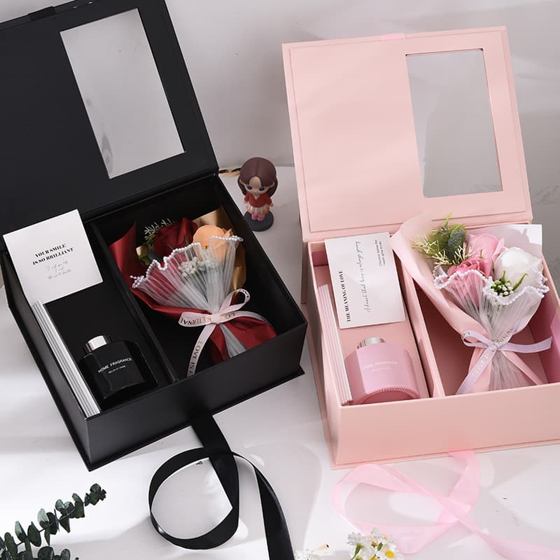 Valentine's Day Soap Flower Gift Box Birthday Present Packaging Box Aromatic Everlasting Flower Bouquet Handmade Soap Flower Sou