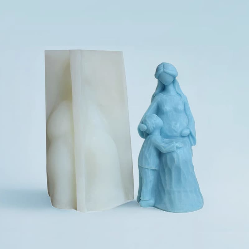 Mother and Child Portrait Aromatherapy Candle Plaster Ornament Silicone Mold DIY Pregnant Woman Resin Casting Mold