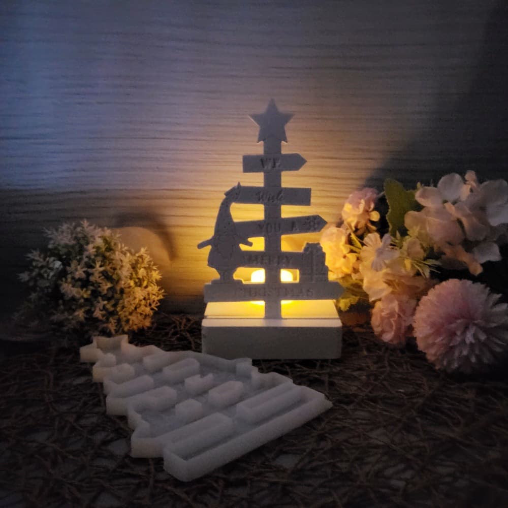 S0843 Merry Christmas Sign Plug-In Decorative Cement Plaster Mold DIY Silicone Mold