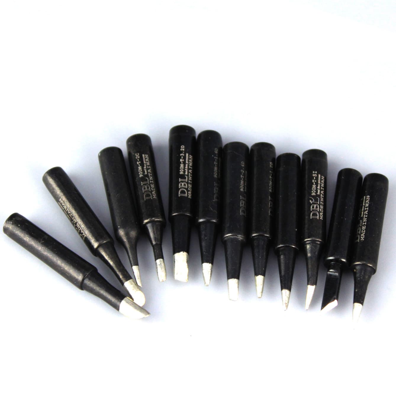 Debailong Soldering Iron Tip Set 900M Full Series Beveled Tip, Taiwan Black Diamond Soldering Iron Tip 936 Lead-Free Soldering Tip