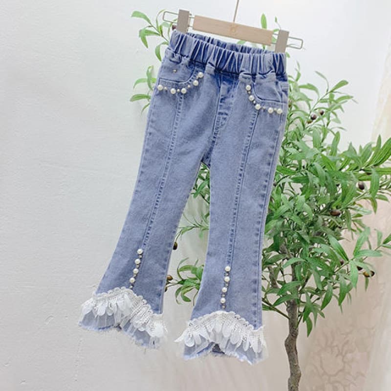 Girls' Jeans for Spring and Autumn 2025 New Style, Fashionable Flared Pants, Long Pants for Girls