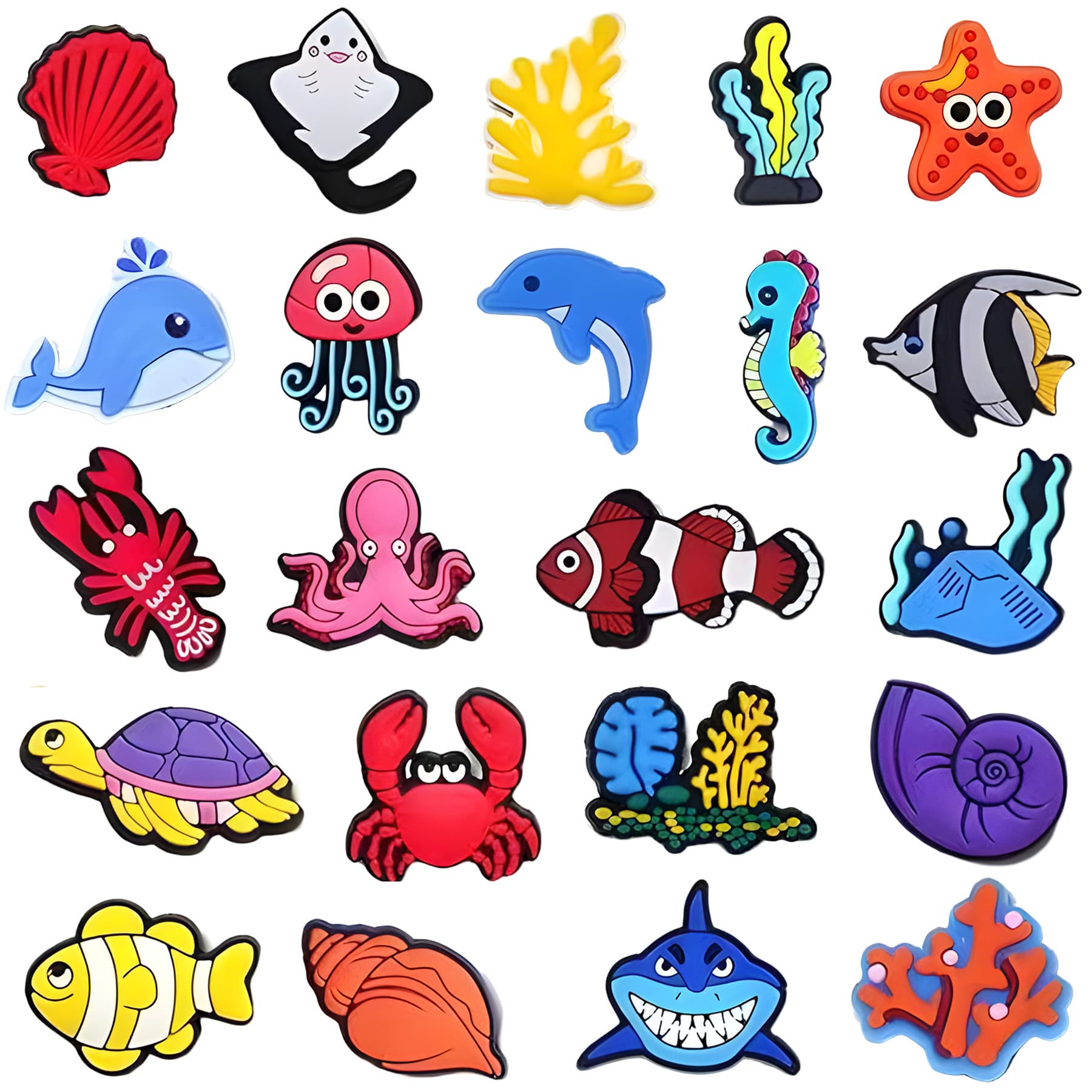 Cross-Border New Marine Animal Hole Shoe Flower DIY Shoe Buckle Shoe Decorative Shoe Label PVC Soft Rubber Shoe Accessories