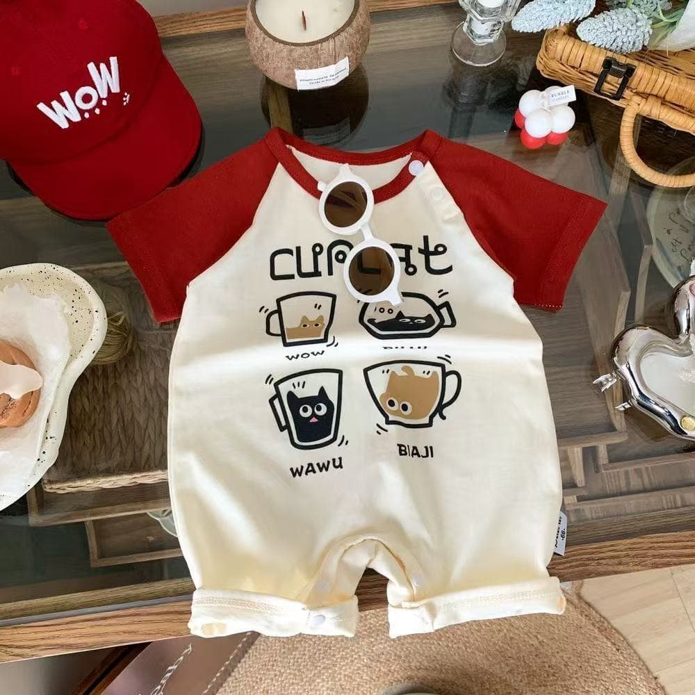 Baby jumpsuit short-sleeved summer clothes baby summer thin outing clothes infant baby super cute crawling clothes