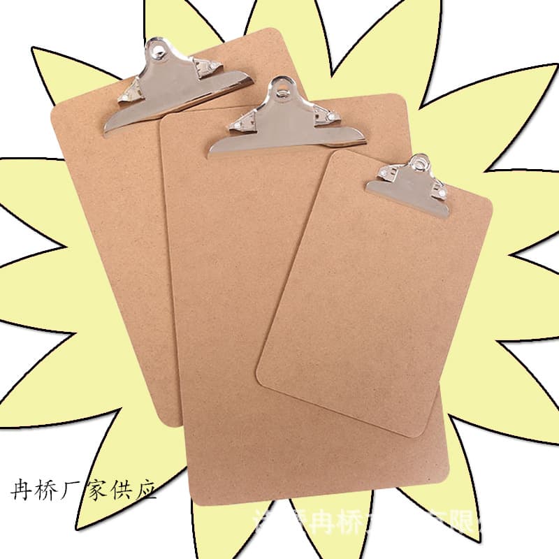 Manufacturer Sales Butterfly Clip Writing Pad Clip MDF File Folder A4 Wooden Menu Clip Wholesale Office File Hardboard