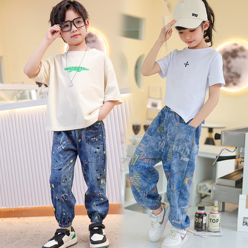 New Summer Children's Jeans, Casual Pants for Boys and Girls, Stylish and Versatile Outerwear Jeans for Kids
