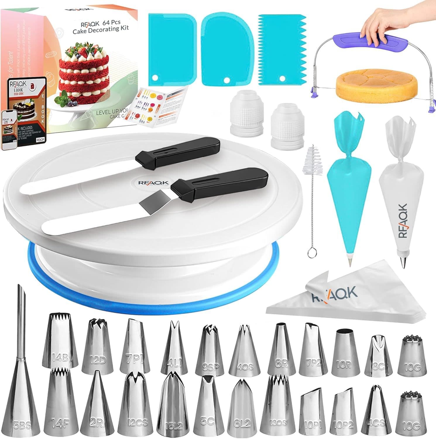 Amazon 64-Piece Cake Turntable Cake Baking Set Cream Scraper Cake Tool Set Wholesale