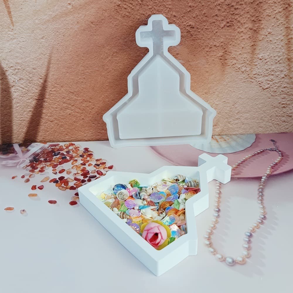 S1918 Church Tray Decorative Cement Plaster Mold DIY Silicone Mold