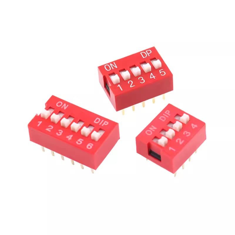 Red Blue DIP Switch DS-1/2/3/4/5/6/8/10/12P Position Through-Hole 2.54mm Slide Switch