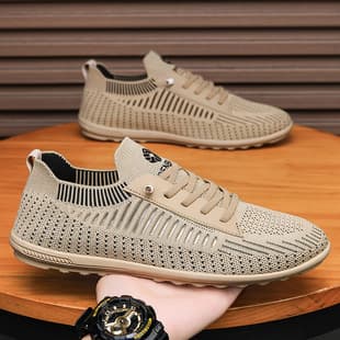 2026 Summer New Flyknit Breathable Sports Shoes Casual Fashion Slip-on Driving Shoes Soft Sole Men Shoes