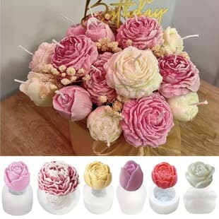Cross-Border Multiple Flower Candle Silicone Mold DIY Rose Flower Handmade Soap Resin Baking Aromatherapy Decoration Mold