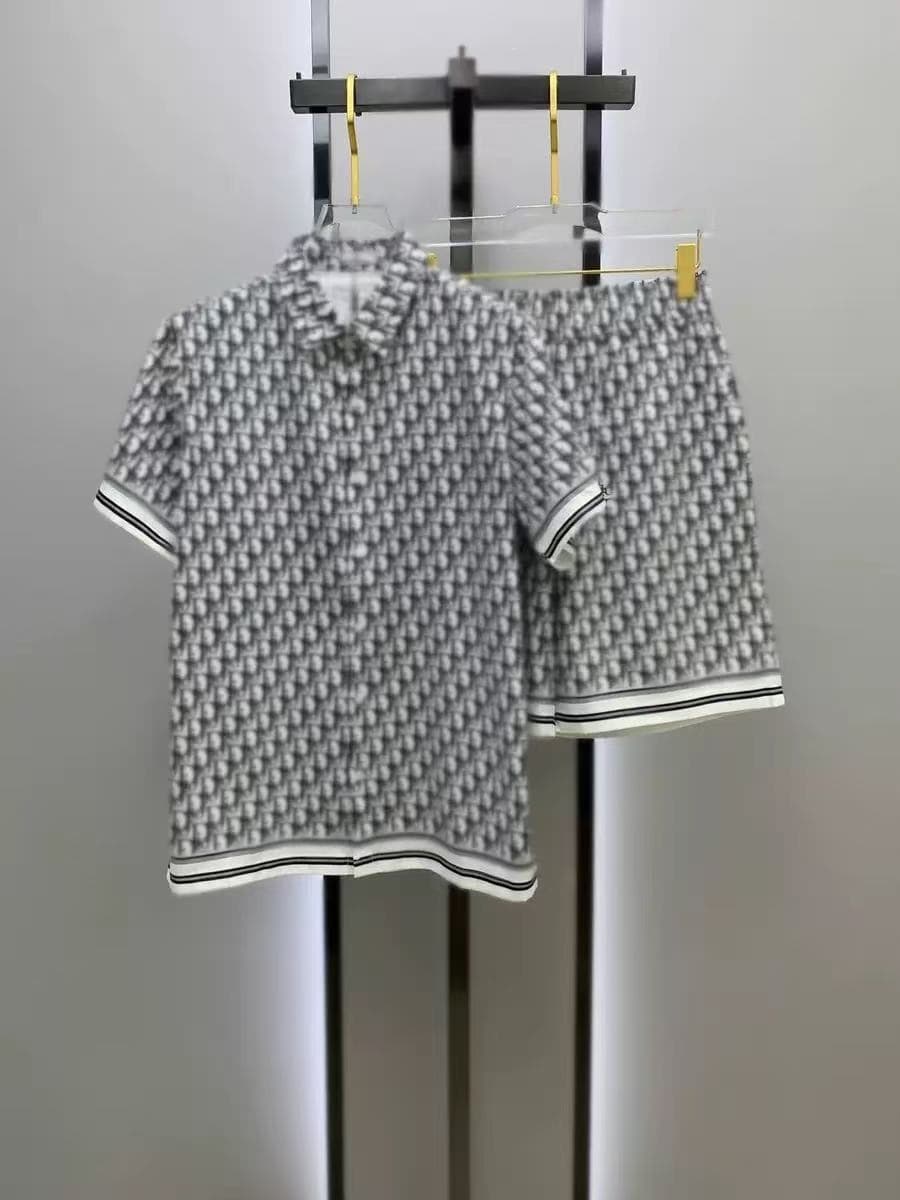 2026 New Cross-Border High-Quality Light Luxury Streetwear Short-Sleeve Cardigan Shorts Set Turn-Down Collar European and American Fashion T-Shirt