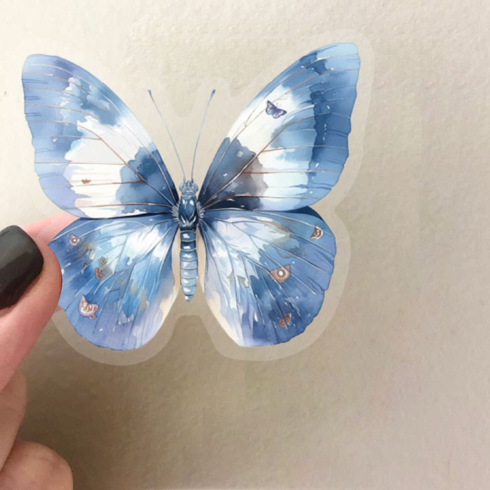 50pcs INS Colorful Butterfly Sticker Pack, Waterproof Transparent PET, Scrapbooking Butterfly Decor for Guitar Notebook