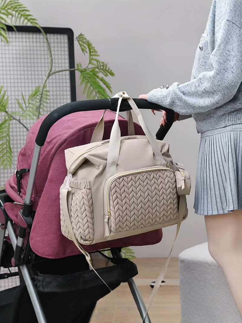 New Herringbone Quilted Mommy Bag Handheld Delivery Bag Maternity Baby Storage Bottle Bag Shoulder Diaper Bag