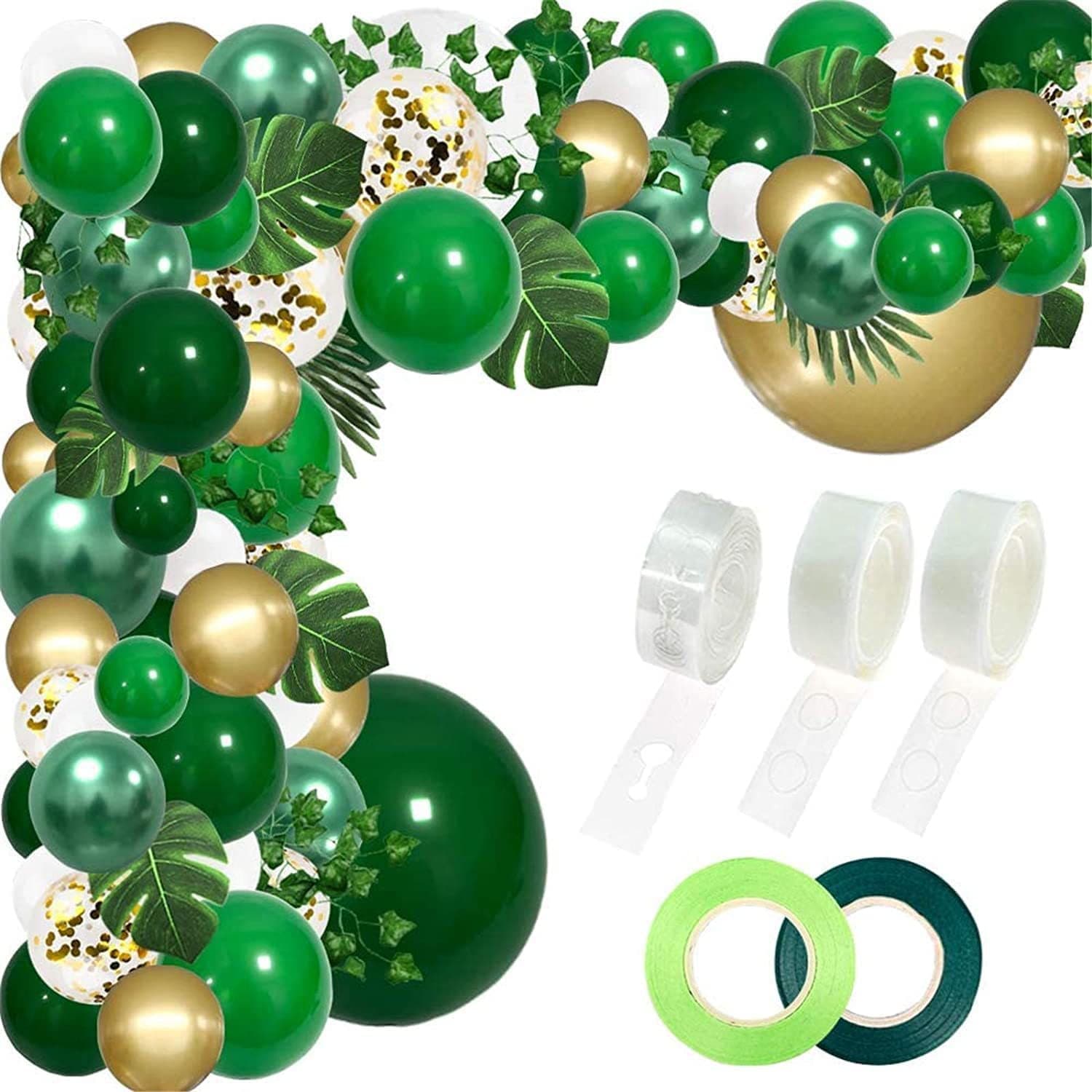 Cross-border Hot Selling Jungle Theme Party Balloon Chain Set Green Gold Balloon Arch Party Decoration Kit