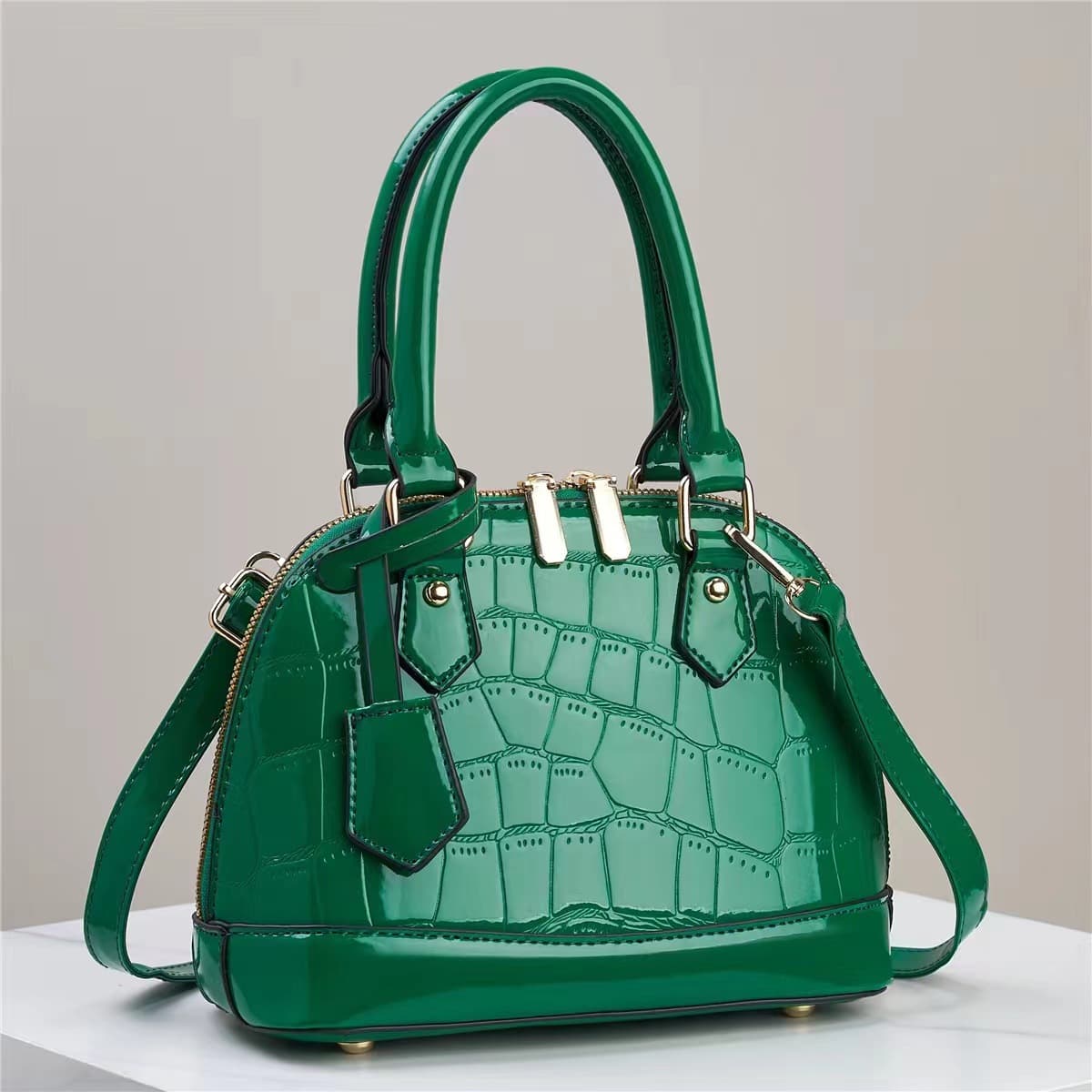 Stone Texture Bag Personalized Handbag Trendy Glossy Patent Leather Shoulder Bag Women's Bag Trade Stock Drop Shipping Bags