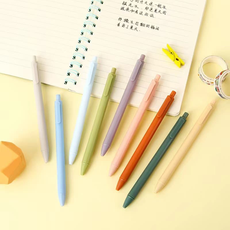 Macaron color push pen student exam gel pen push type black water pen wholesale simple signature pen