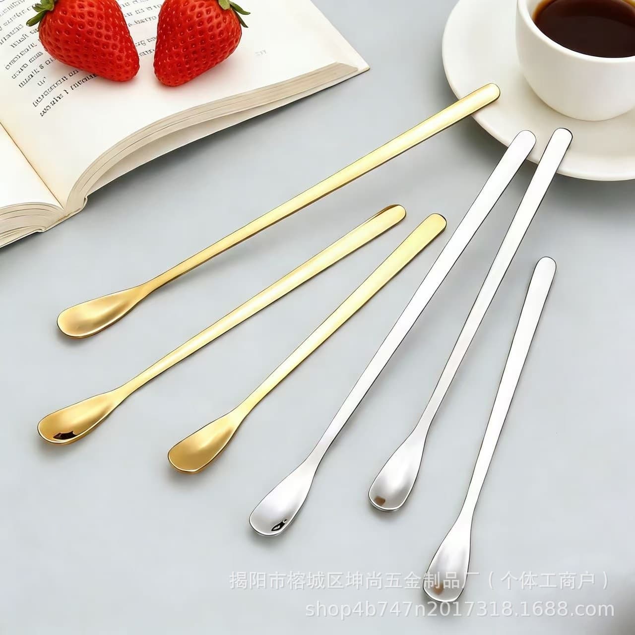 Stainless Steel Long Handle Spoon for Melon Seeds, Fruit, Milk Tea, Coffee, Dessert, Stirring, Mixing