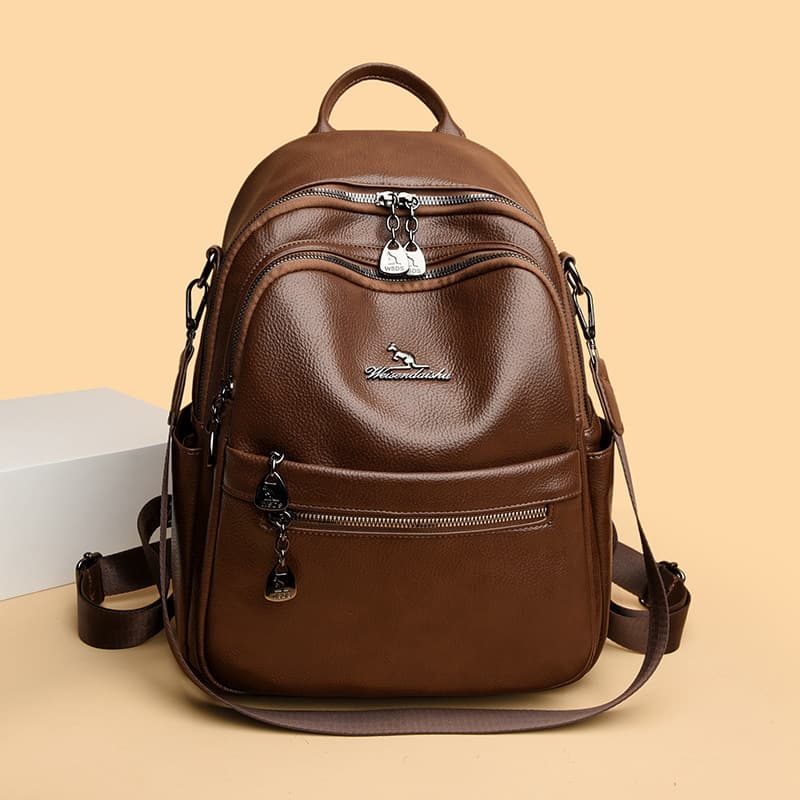 Cross-border Women's Backpack 2026 New Versatile Large Capacity Soft Leather Student Schoolbag Multi-functional Casual Travel Backpack