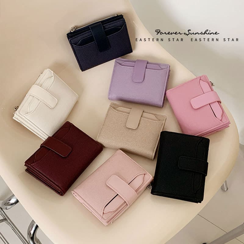 Trendy Women's Wallet Crossbody Handbag 2-Fold INS Zipper PU Leather Coin Purse Large Capacity New Short Wallet