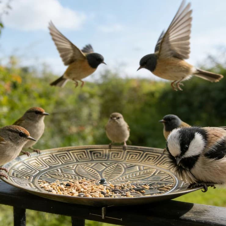 Large Metal Tray Bird Feeder for Cross-Border Amazon, Portable Bird Feeder, Villa Decoration, Wild Bird and Squirrel Feeder