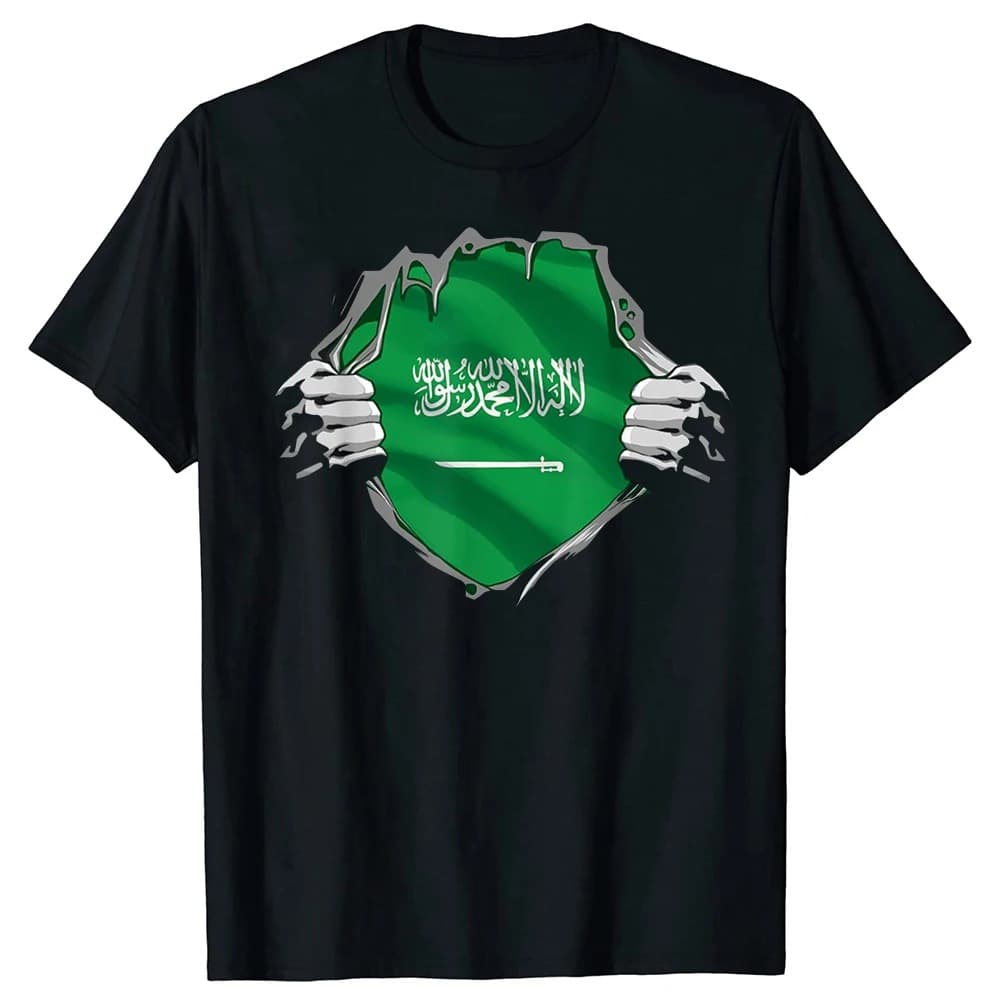 Funny Super Saudi Arabian Flag T Shirts Summer Graphic Cotton