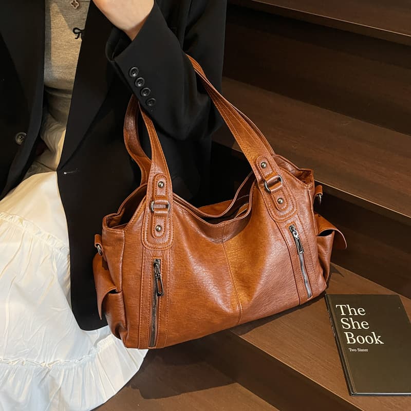2025 New Women's Bag Fashion Trendy Simple Retro Style Tote Bag Personality Large Capacity Shoulder Crossbody Handbag