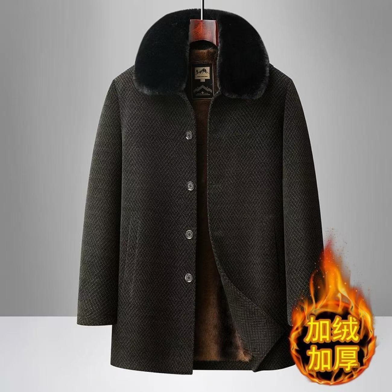 Drop Shipping Autumn/Winter Fleece-Lined Thickened Men's Korean Style Hot-Selling Fashion Trend Autumn/Winter Detachable Fur Collar Jacket