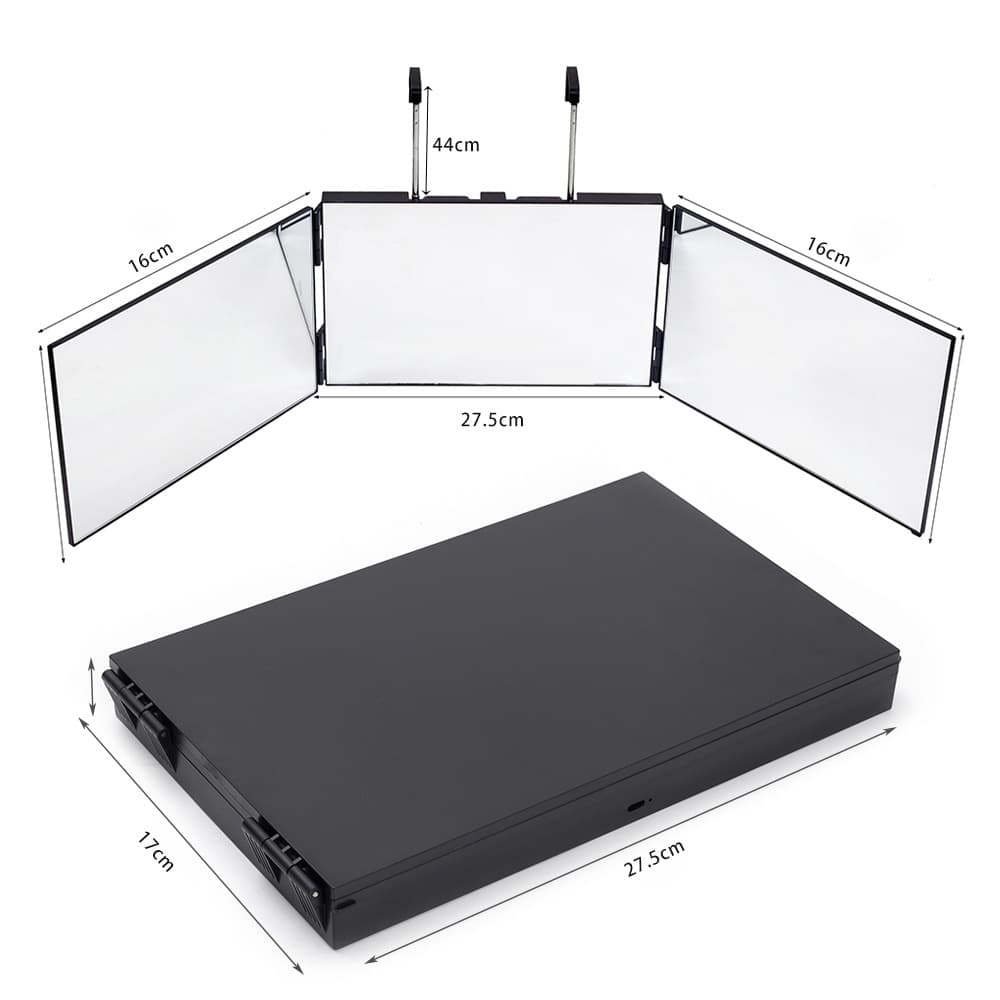 Best-selling Foldable Cosmetic Mirror with Adjustable Extension, Hanging 3-Way Mirror, Folding Three-Sided Barber Mirror