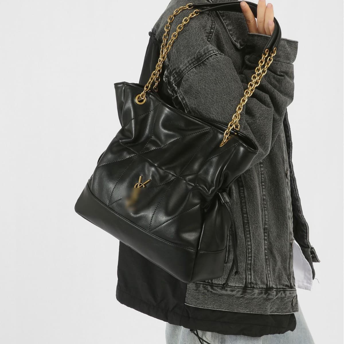 2024 New Large Capacity Tot Bag Fleece Autumn Winter Single Shoulder Bag DIY Mother Daughter Bag PU Bucket Shape Magnetic Buckle Opening