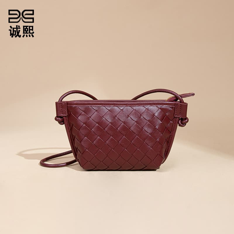 New Solid Color Versatile Crossbody Woven Women's Bag Casual Creative Coin Purse Small Cute Mini Retro Dumpling Bag