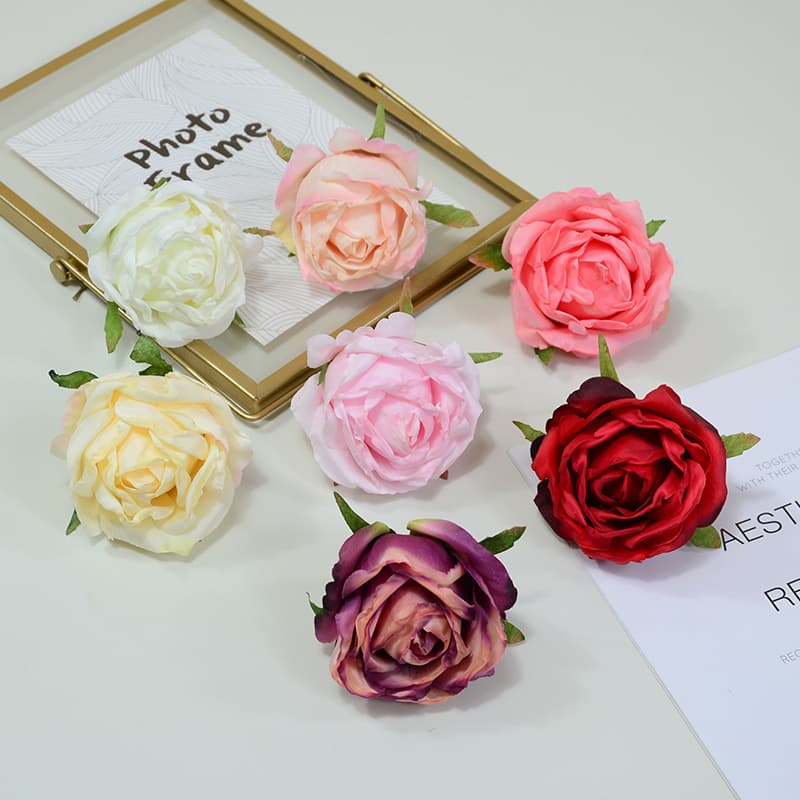 Burnt edge rose flower simulation flower rose wedding holiday party event salon decoration flower row flower wall bouquet