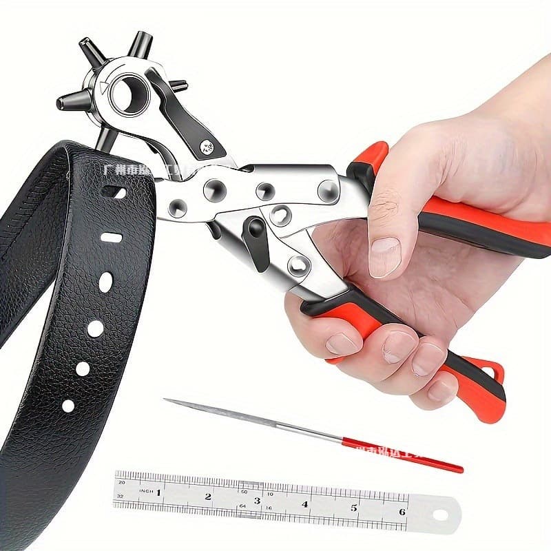 Multifunctional Round Hole Punch Pliers, Belt Hole Punching Tool, Specialized for Leather and Leather Goods, Adjustable Round and Flat Holes
