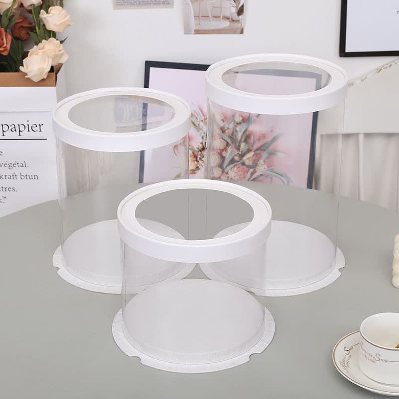 Round Clear Cake Box Custom 4 Inch 6 Inch 8 Inch 10 Inch Tall Birthday Baking Cake Packaging Box Wholesale