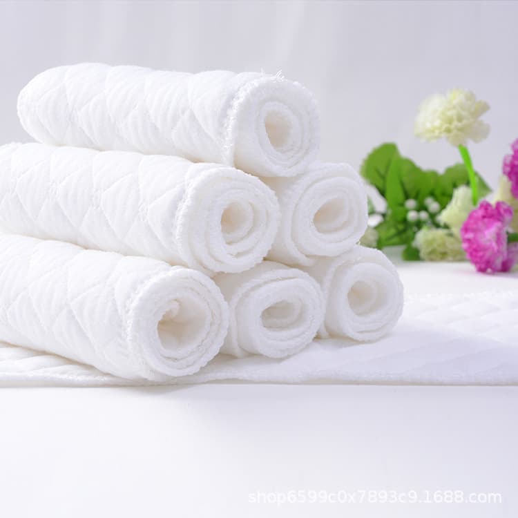 Cross-border supply of white 3-layer ecological cotton diapers for infants, better used with diaper pants, washable baby nappies.