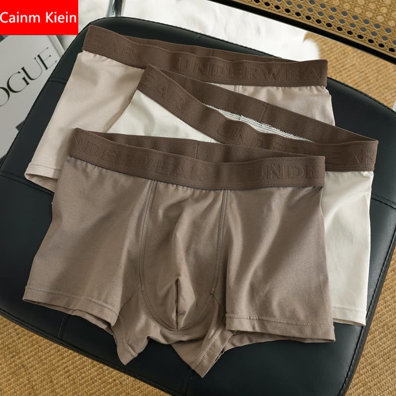 Drop Shipping Pure Cotton Men's Briefs Maillard Color Retro Men's Boxer Briefs Mid-Rise Comfortable Breathable Boxers