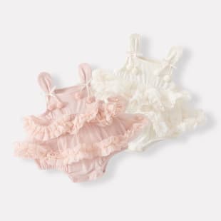 New Summer Infant Korean Sweet Camisole Mesh Tutu Dress for Baby Girls Casual Cool Knit Romper