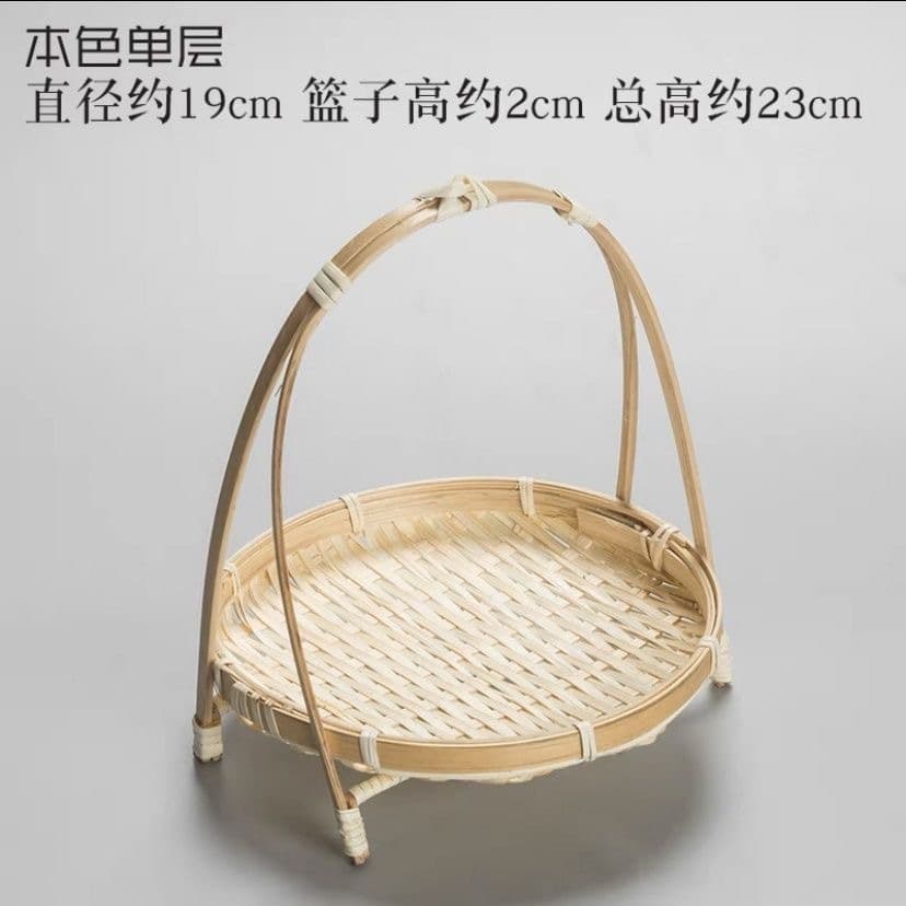 Carefully selected bamboo woven snack rack, hand-woven fruit food pastry multi-layer storage rack, Chinese storage basket, bamboo tray