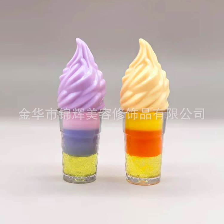 Ice cream lip gloss, multi-layered, multi-colored, for export only.