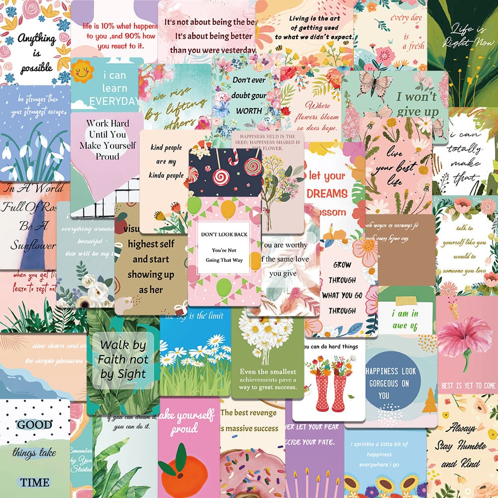 52 School Lunch Box Notes Encouragement Cards for Kids Lunch Box Waterproof Decorative Stickers