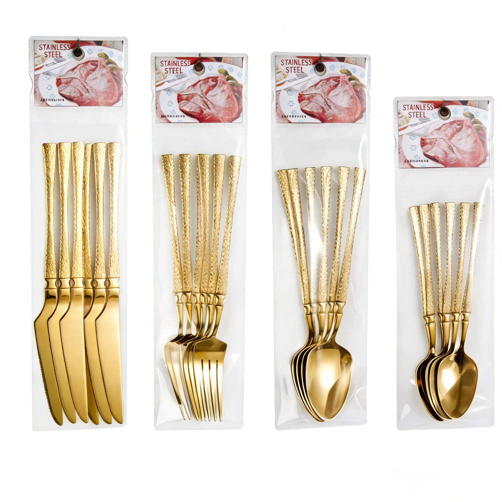 Quick selling small man waist hammer pattern tableware set stainless steel knife, fork and spoon household 6pvc bag stainless steel western tableware