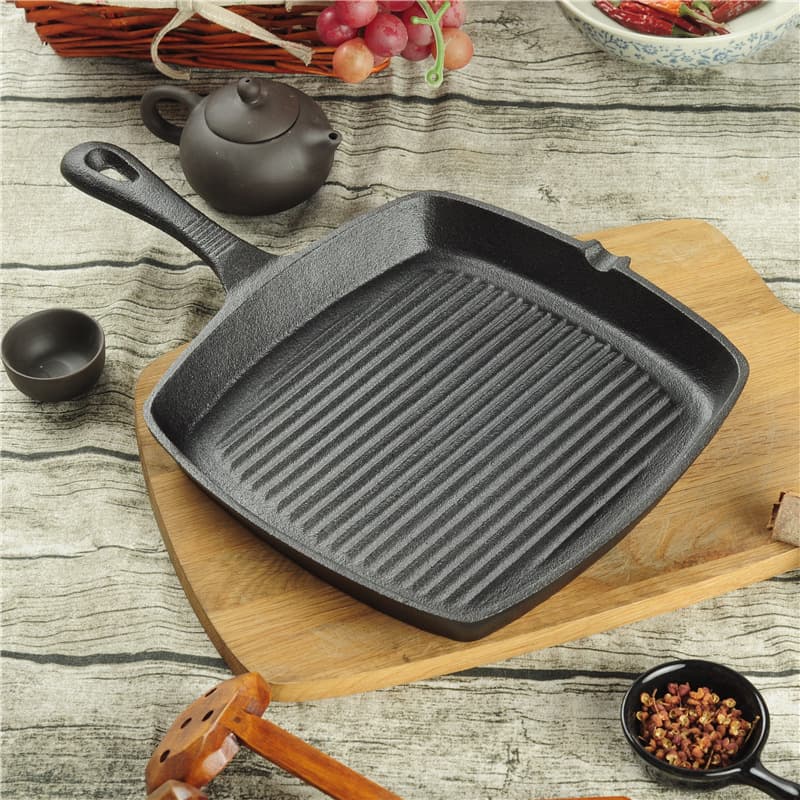 Cast Iron Steak Pan Thickened Ribbed Steak Pan Cast Iron Striped Steak Pan Uncoated Traditional Iron Pan Steak Cooking Tool