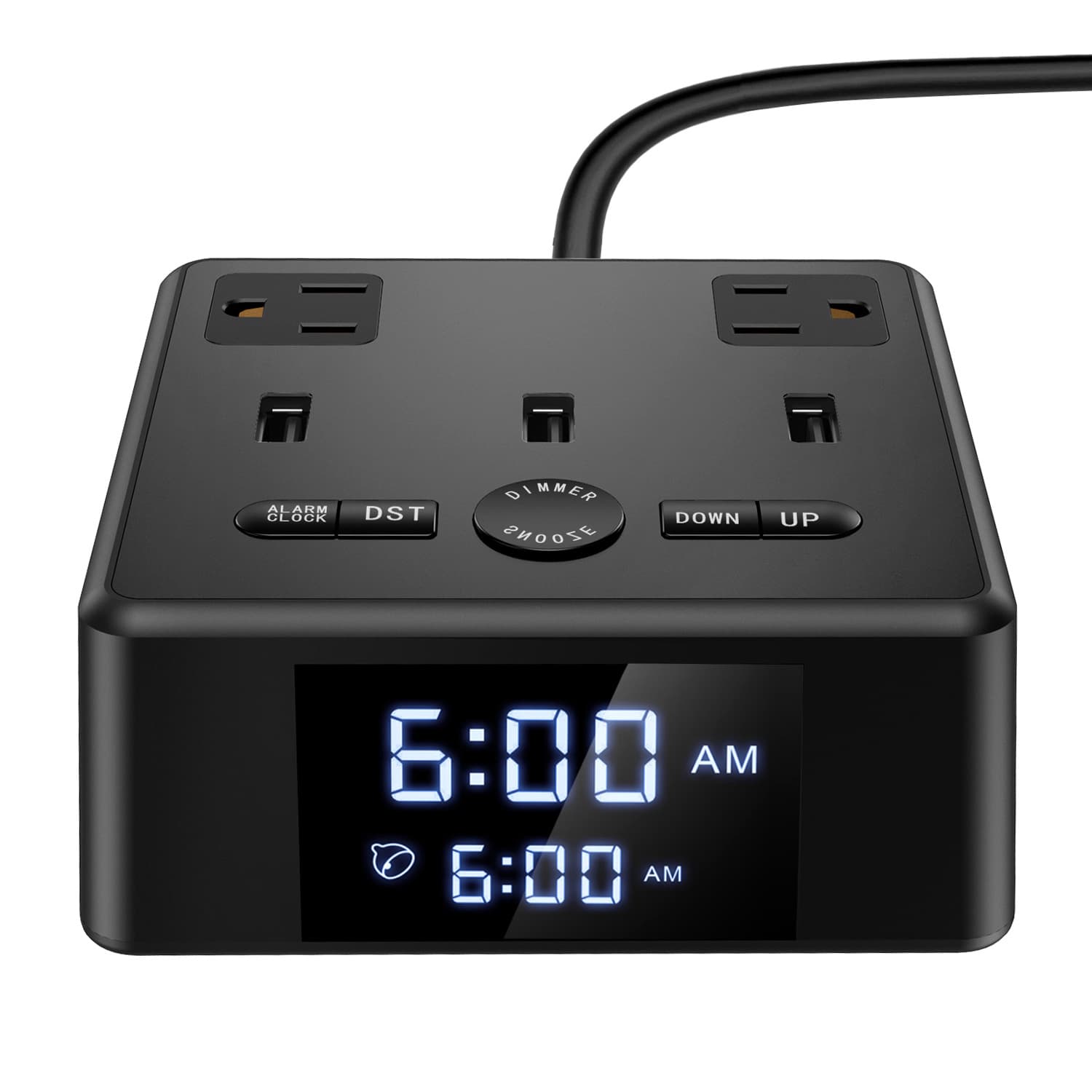 Clock Outlet LED Alarm Clock USB Clock with Outlet American Power Strip Clock Digital Display Clock Power Strip