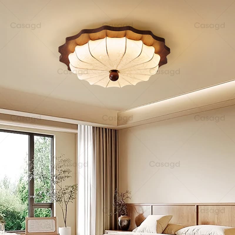 Bedroom Ceiling Light Simple Modern Mid-Century Wabi-Sabi Style Walnut Wood Grain American Retro Study Room Eye Protection Lamp